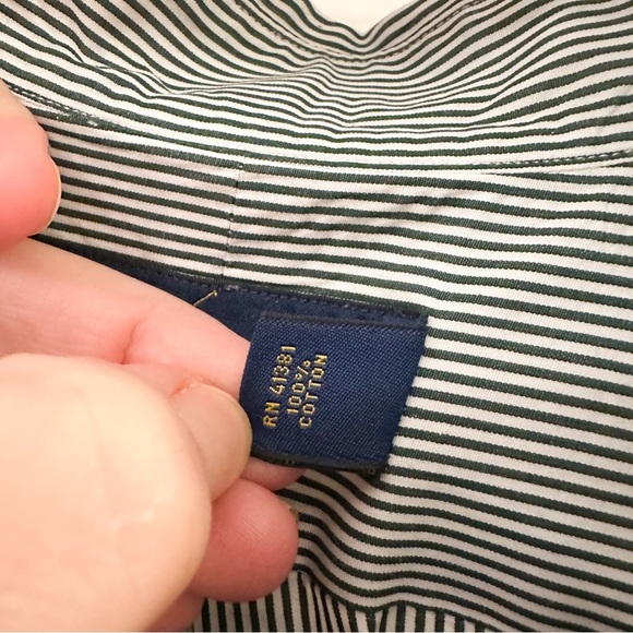 Ralph Lauren Button Down Green White Stripe Shirt sz XL - Picture 5 of 5